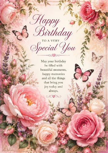 Pretty Pink Garden Birthday A4 Portrait Topper