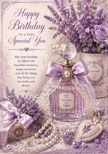 Lavender Dreams Birthday A4 Portrait Topper