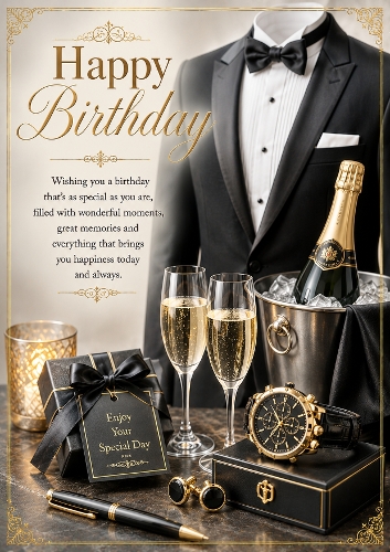 Black Tie Celebration Birthday A4 Portrait Topper