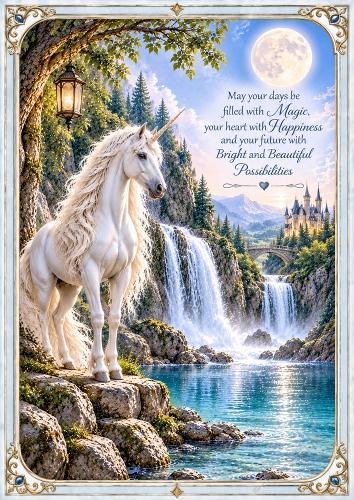 Moonlit Unicorn – A World of Magic Encouragement A4 Portrait Card Topper