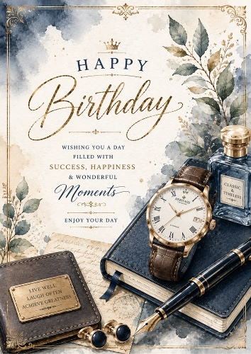 Classic Gentleman Birthday A4 Portrait Topper