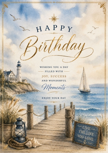 Coastal Escape Birthday A4 Portrait Topper