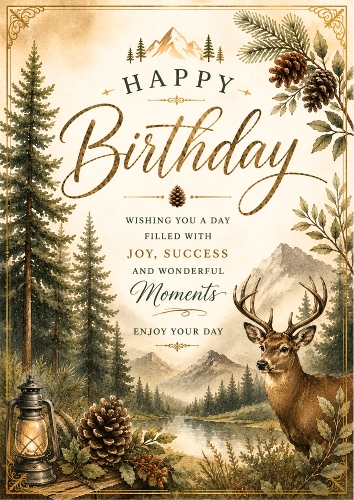 Rustic Woodland Birthday A4 Portrait Topper