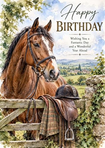 Country Equestrian A4 Portrait Birthday Topper
