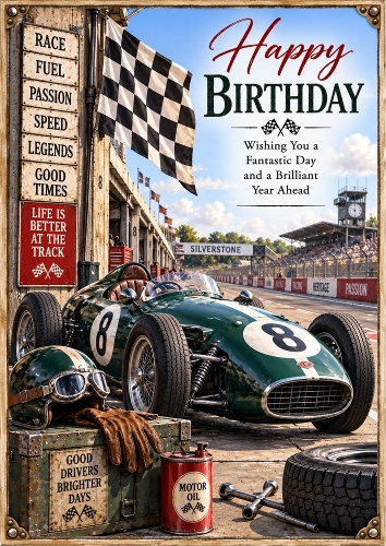 Classic Motor Racing A4 Portrait Birthday Topper