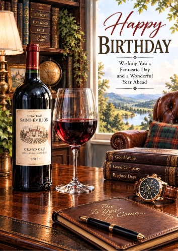Fine Wine And Birthday Wishes A4 Portrait Birthday Topper