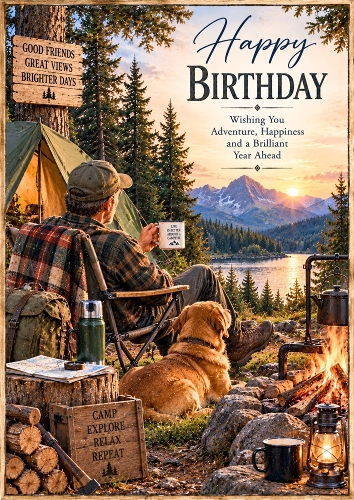 Campfire And Companionship A4 Portrait Birthday Topper