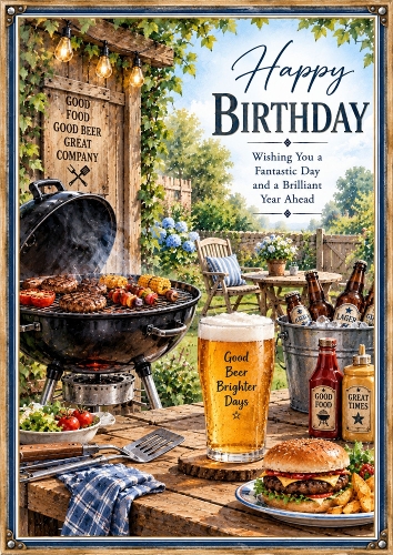 Beer And BBQ A4 Portrait Birthday Topper