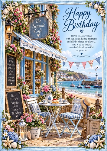 The Seaside Cafe Birthday A4 Portrait Topper