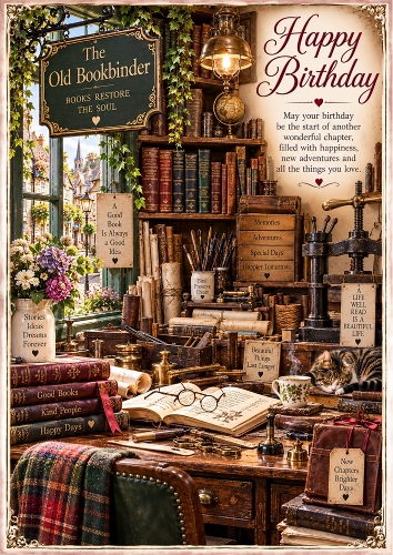 The Old Bookbinder Shop Birthday A4 Portrait Topper