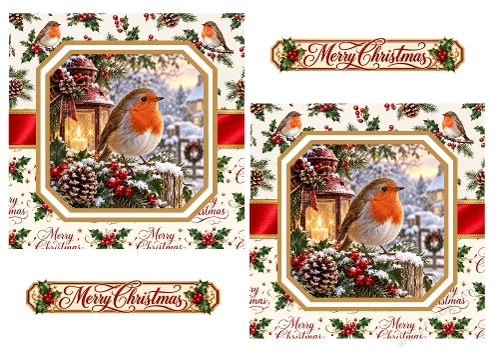 2 X 5.5 X 5.5 - Robins Christmas Glow Christmas Card Toppers.