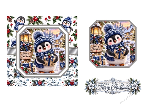  5.5 X 5.5 - A Little Penguins Christmas Card Topper