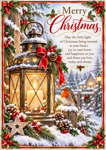 Christmas Lantern Glow Christmas A4 Portrait Card Topper