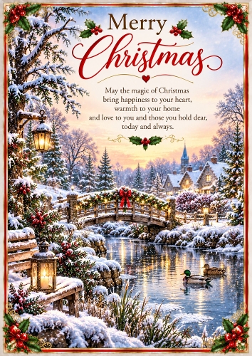 Christmas By The Pond Christmas A4 Portrait Card Topper