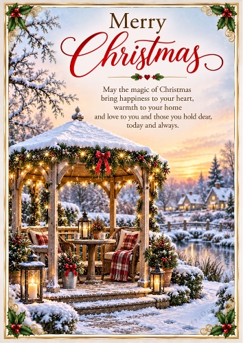 Christmas Under The Gazebo Christmas A4 Portrait Card Topper