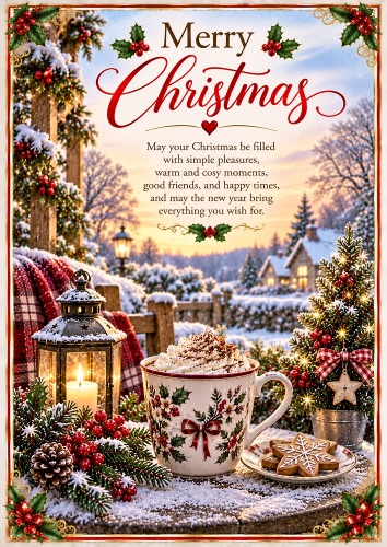 A Cup Of Christmas. Christmas A4 Portrait Card Topper