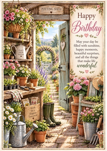The Birthday Potting Shed Birthday A4 Portrait Card Topper