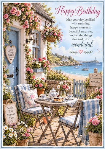 The Seaside Cottage Birthday A4 Portrait Card Topper