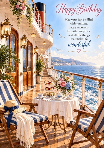 Birthday Wishes At Sea Birthday A4 Portrait Card Topper