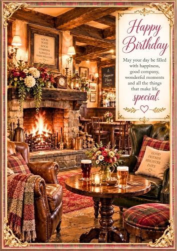 Birthday Wishes By The Fireside Birthday A4 Portrait Card Topper
