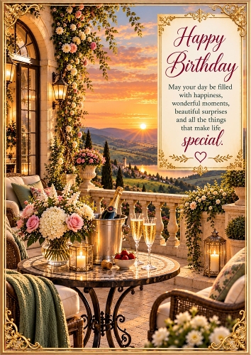 Sunset Birthday Wishes Birthday A4 Portrait Card Topper