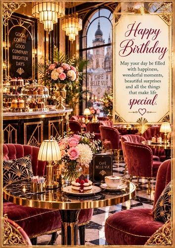 Art Deco Birthday Wishes Birthday A4 Portrait Card Topper