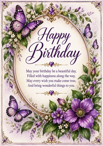 Butterfly Garden Birthday A4 Portrait Card Topper