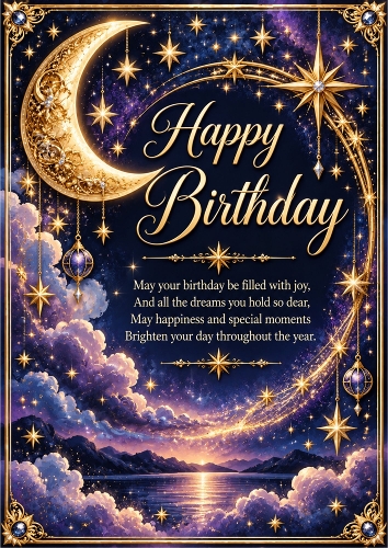 Celestial Birthday Wishes Birthday A4 Portrait Card Topper