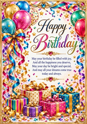 Rainbow Birthday Celebration Birthday A4 Portrait Card Topper