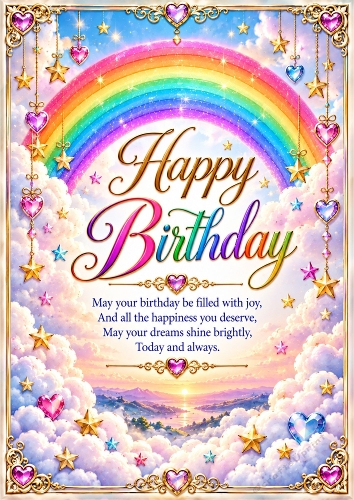 Rainbow Dream Birthday A4 Portrait Card Topper