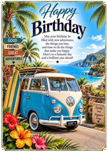 Tropical Adventure Birthday A4 Portrait Card Topper