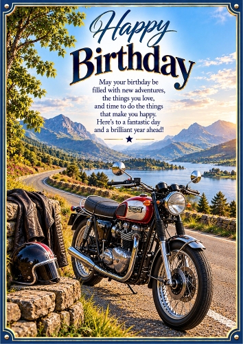 Motorbike Adventure Birthday A4 Portrait Card Topper