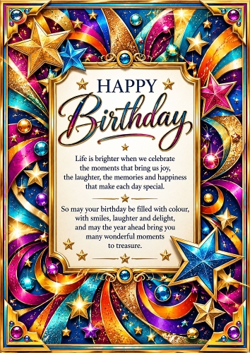 Colour Explosion Birthday A4 Portrait Card Topper