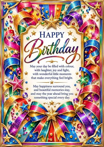 Rainbow Birthday Celebration  Birthday A4 Portrait Card Topper