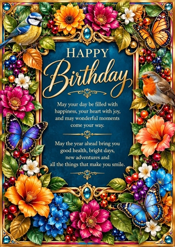 Jewel Garden Birthday A4 Portrait Card Topper