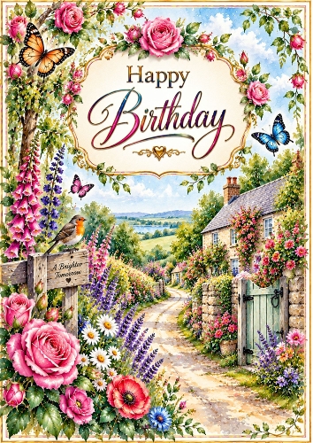 Country Lane Birthday A4 Portrait Card Topper