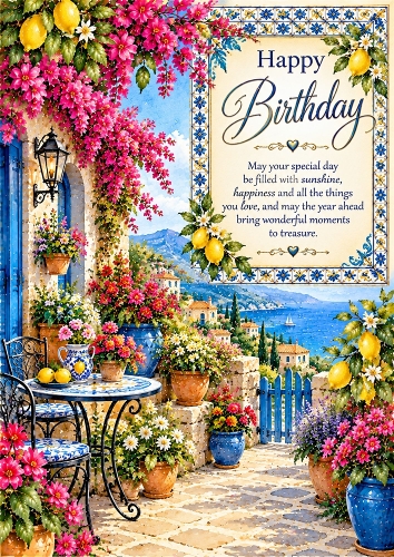 Mediterranean Birthday Paradise Birthday A4 Portrait Card Topper