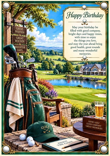 The Gentlemans Golf Retreat Birthday A4 Portrait Card Topper