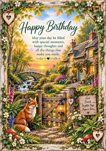 Woodland Cottage Birthday A4 Portrait Card Topper 