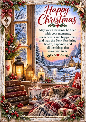 Cosy Christmas Window Christmas A4 Portrait Card Topper 