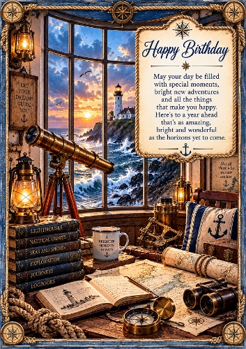Lighthouse Horizons Birthday A4 Portrait Card Topper