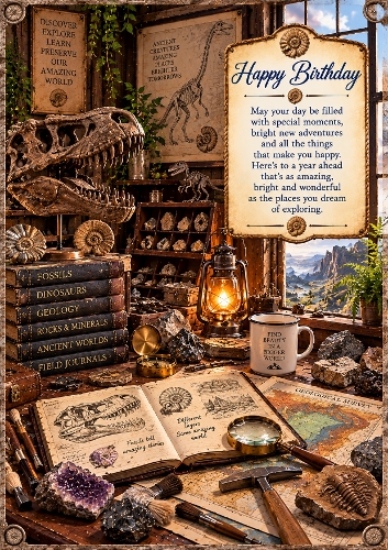 Fossil Hunters Discovery Birthday A4 Portrait Card Topper