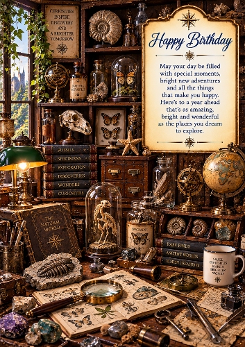 Cabinet Of Curiosities Birthday A4 Portrait Card Topper