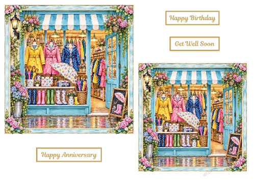 2 X Umbrella Boutique Card Toppers