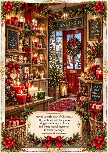 Christmas Candle Shop Christmas A4 Portrait Card Topper