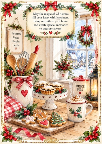 Christmas Baking Joy Christmas A4 Portrait Card Topper