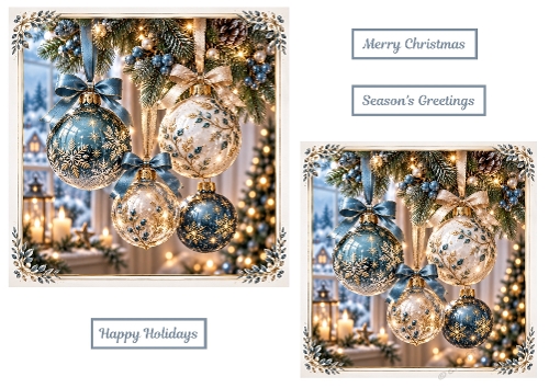 Winter Wonderland Baubles Christmas Card Toppers
