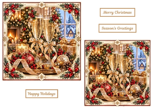 Champagne Celebration Christmas Card Toppers