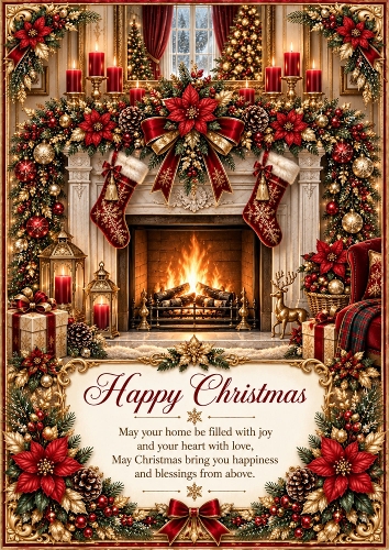 Christmas By The Fireside A4 Portrait Card Topper