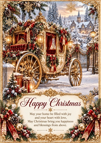 A Golden Carriage Christmas A4 Portrait Card Topper